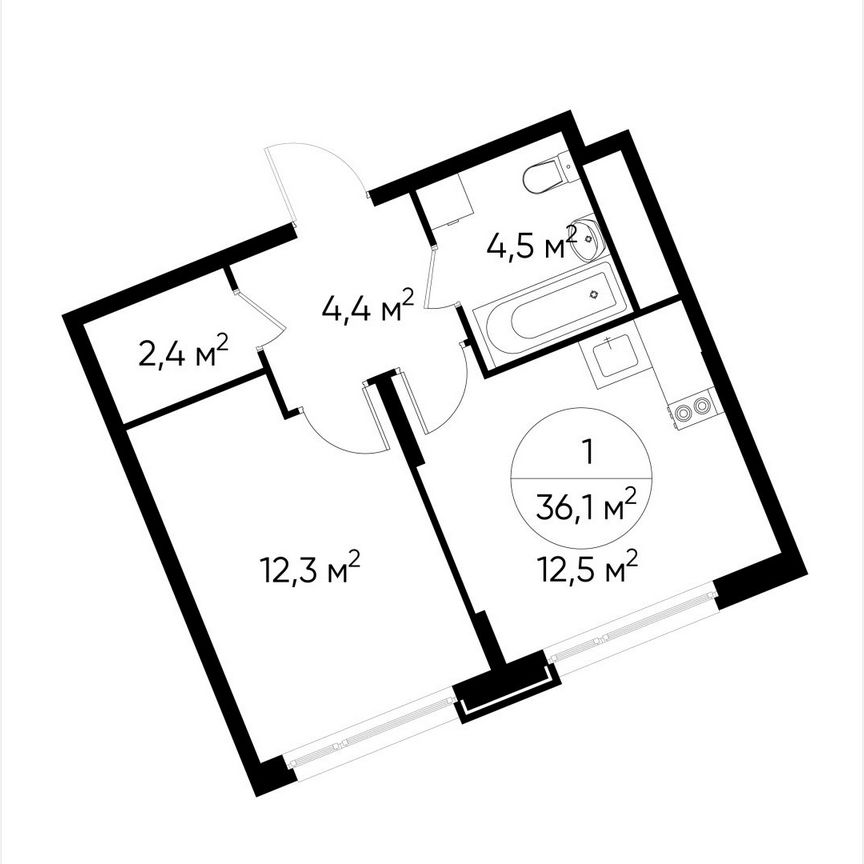 1-к. квартира, 36,1 м², 3/17 эт.