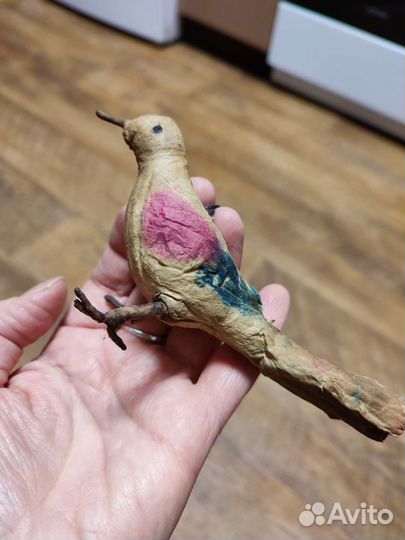 Елочная игрушка СССР вата птичка
