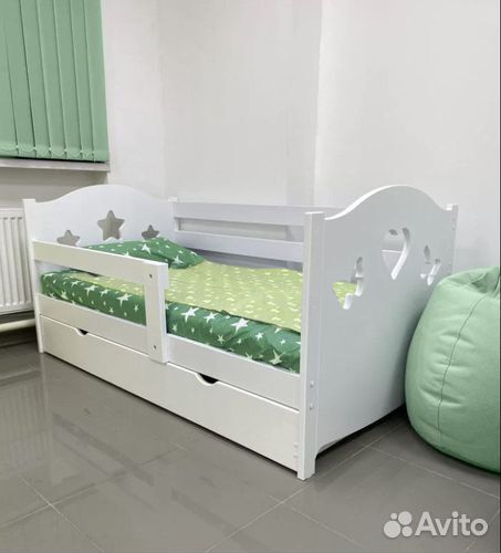 Кроватка детская высокий борт сингл берёза