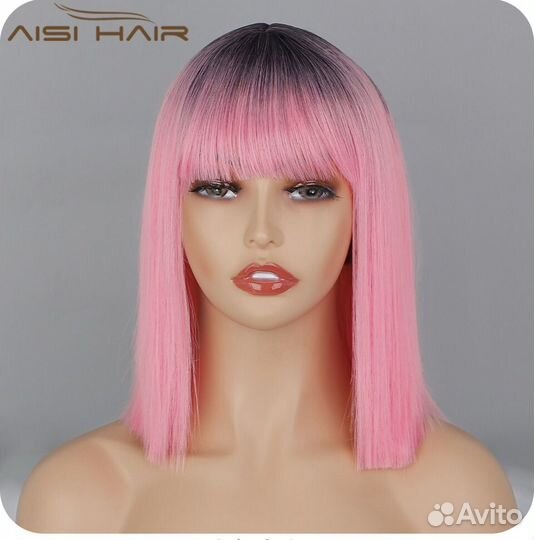 Парик розовый