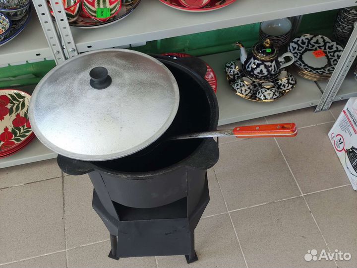 Комплект Казан чугунный 8л +печь+ шумовка