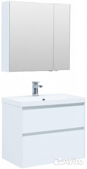 Тумба с раковиной Aquanet Гласс 80