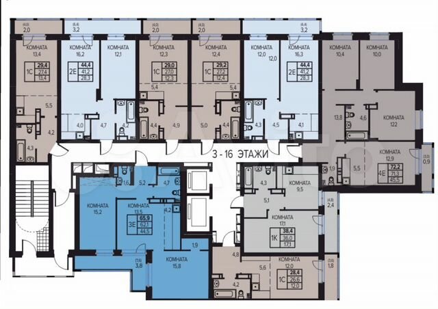 Квартира-студия, 29,4 м², 6/16 эт.