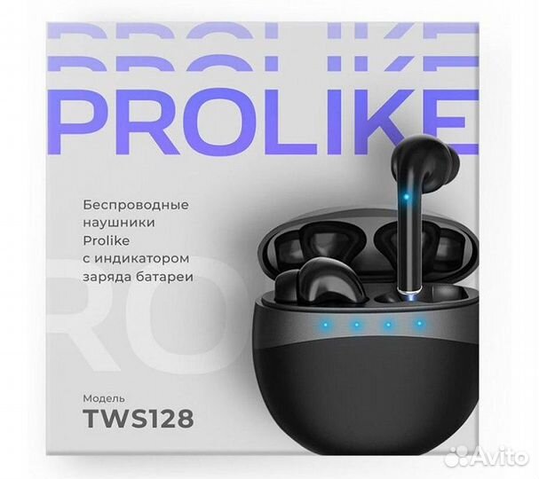 Наушники беспроводные TWS Prolike TWS128 с индикат