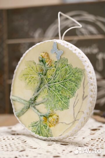 Круглое панно Ботанический барельеф из гипса