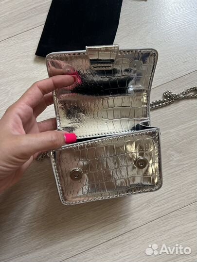 Мини сумка клатч серебристая