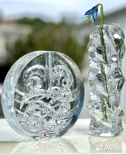 Немецкий хрусталь Морозное стекло Ваза