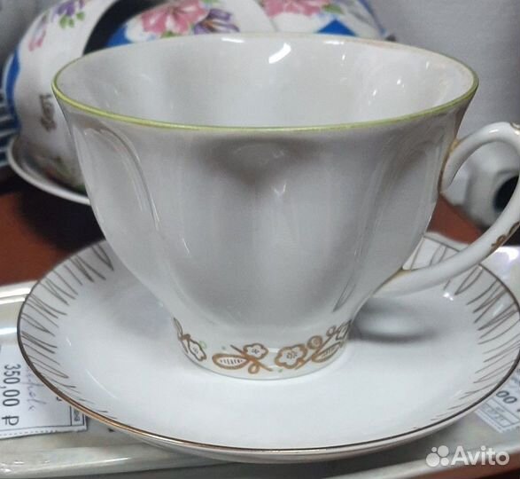 Чашка с блюдцем лфз фарфор