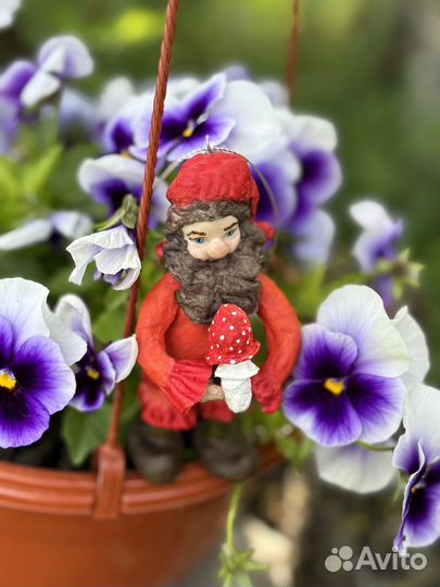 Ватная игрушка Гномик с мухомором