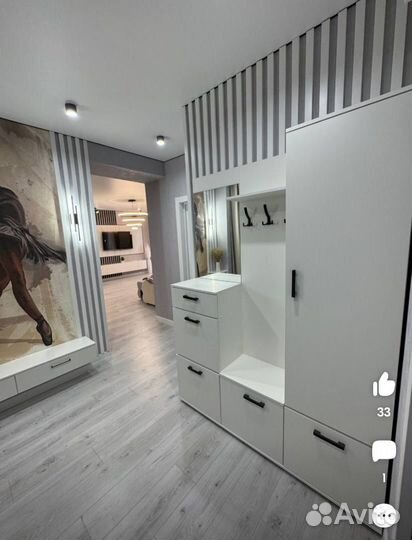 Прихожая со шкафом и зеркалом Белая Новая 160 см