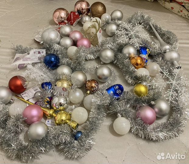 Елочные игрушки пакетом новые и бу (шарики и др)