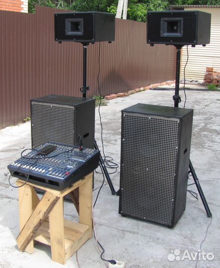 Колонки X-Music 4200W Pro-212 Актив-микшер Штативы