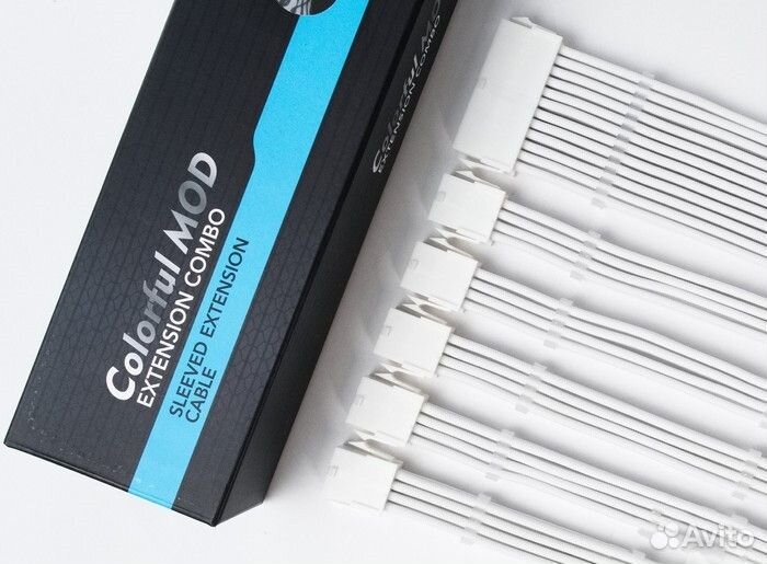 Кастомные провода для пк в оплетке белые 6 шт