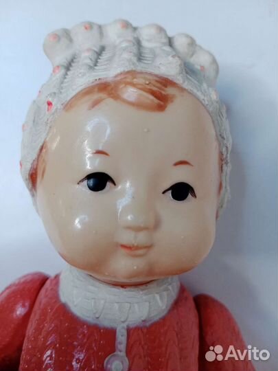 Кукла Девочка в красном костюме Целлулоид 25 см