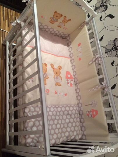 Детская кроватка Кристина (маятник) +весь комплект