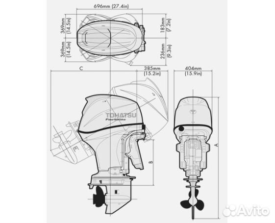 Подвесной лодочный мотор tohatsu MFS50wetl