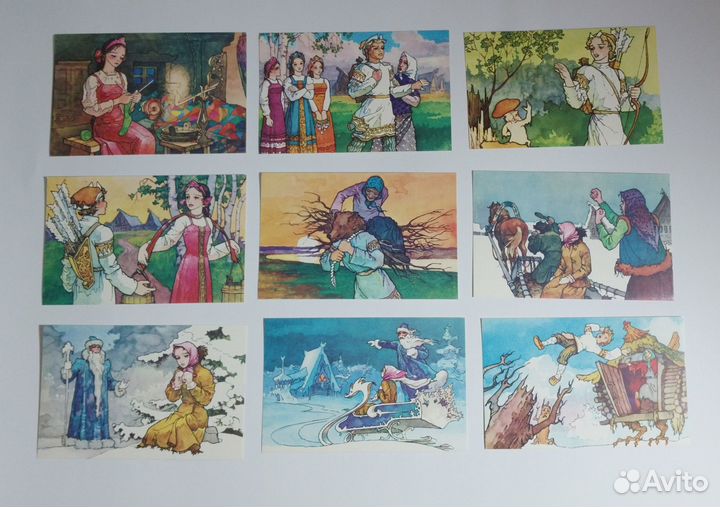Открытки СССР набор Морозко 1984 Клопотовский дети