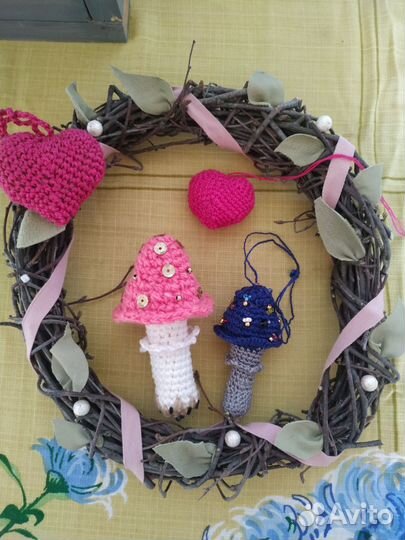 Брелок, обвес Грибы, украшение интерьерное