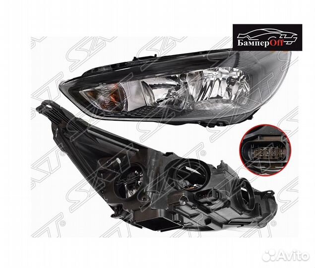 Фара ford focus III 15-19 черная, с электрокор