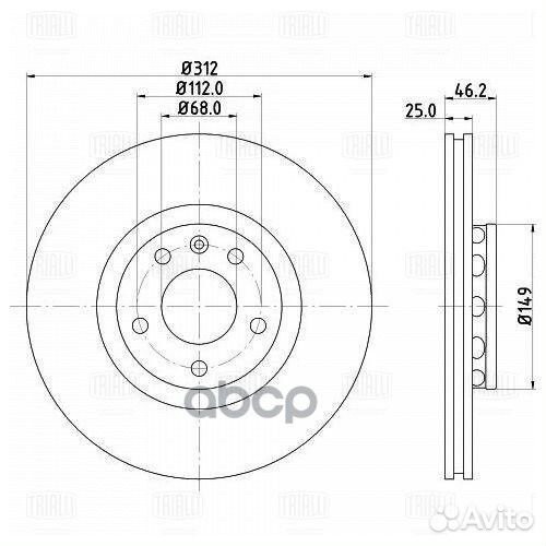 Диск торм. для а/м Audi A4 (00) /A6 (97) /VW Pa