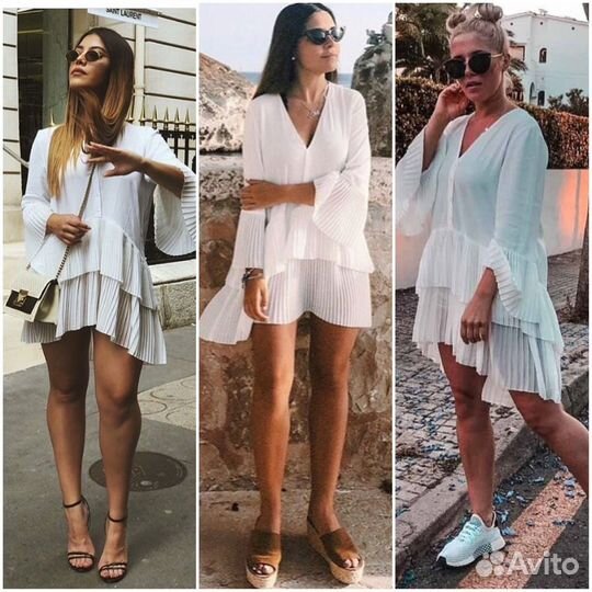 Платье блузка плиссе хит Zara L