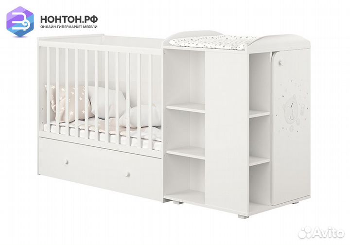 Кроватка-трансформер с комодом French 800 Teddy бе