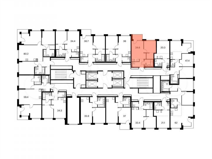 1-к. квартира, 34,6 м², 12/32 эт.