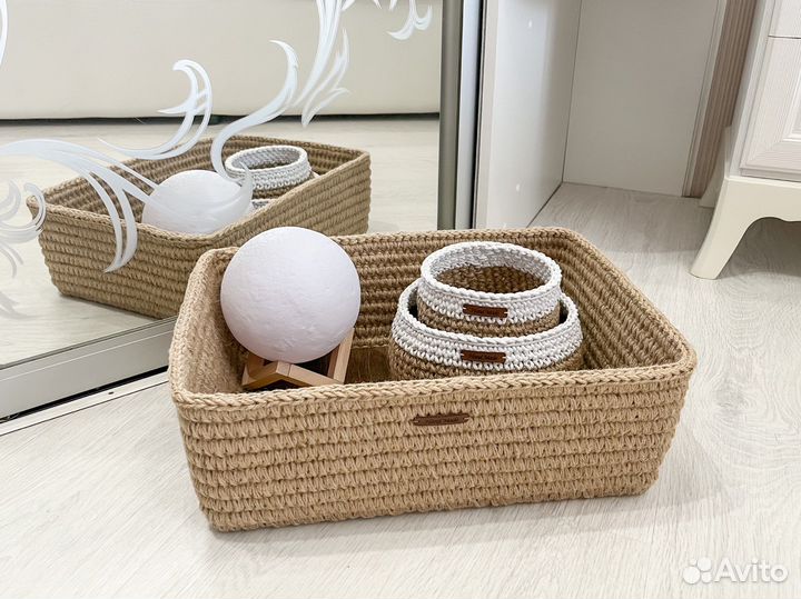 Корзина из джута ручной работы