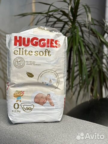 Подгузники Huggies elite soft 0, 44 шт