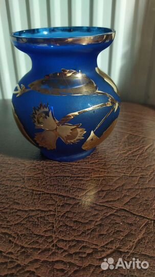 Ваза кобальтовое стекло, советских времен