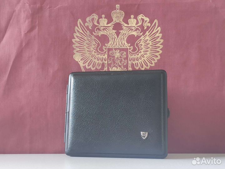 Портсигар Stoll натуральная кожа, чёрный калипсо