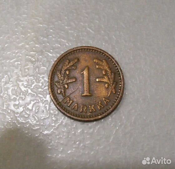 Монета финская марка. Раскол штемпеля