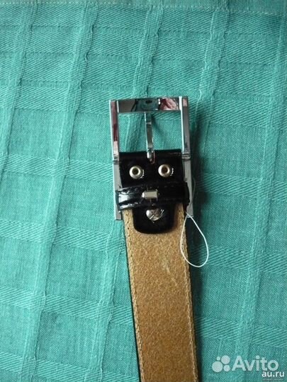 Ремень 120 см.черный, кожа натурал. лаковая.Россия