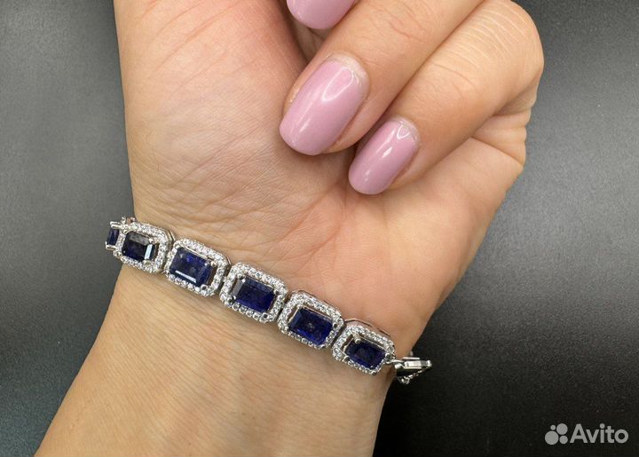 Серебряный браслет с сапфирами