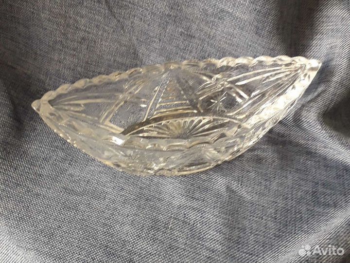 Хрустальная ваза конфетница ладья СССР