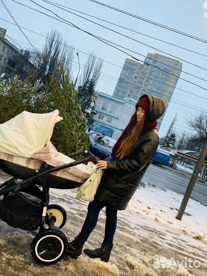 Коляска 2 в 1 эко кожа белая