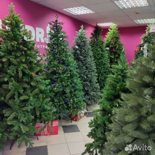 Елки искусственные литые, пвх, светодиодные