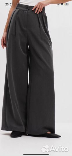 Брюки палаццо серые