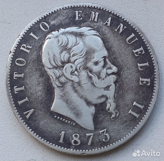 Италия 5 лир 1873 Милан 