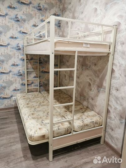 Двухъярусная кровать с диваном Мадлен + матрас