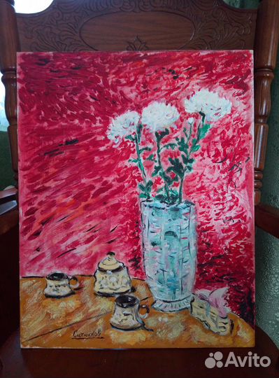 Картина маслом Хризантемы