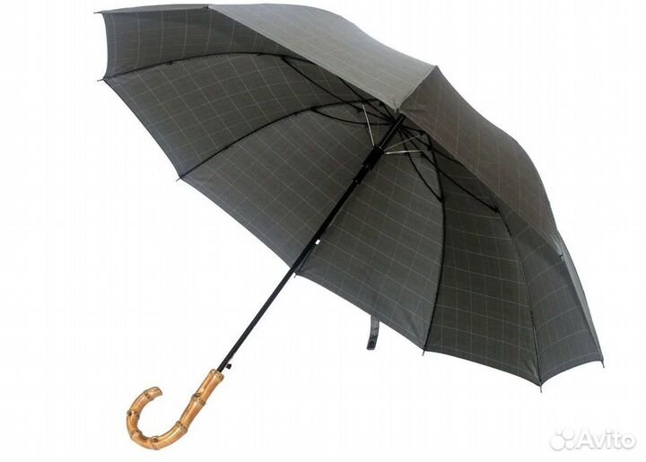 Зонт трость Три Слона 1353 10спиц бамбук т/серый