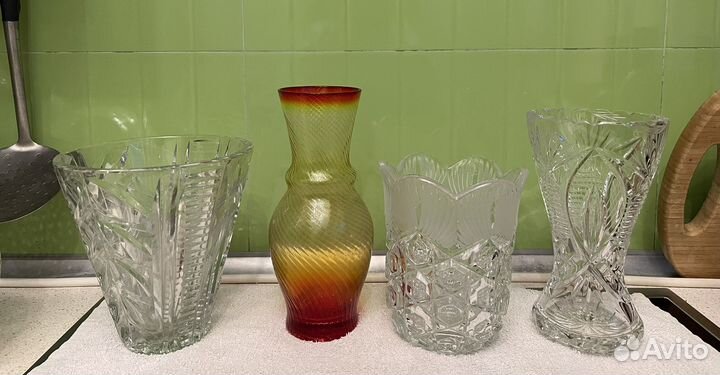 Хрустальная ваза цветное стекло