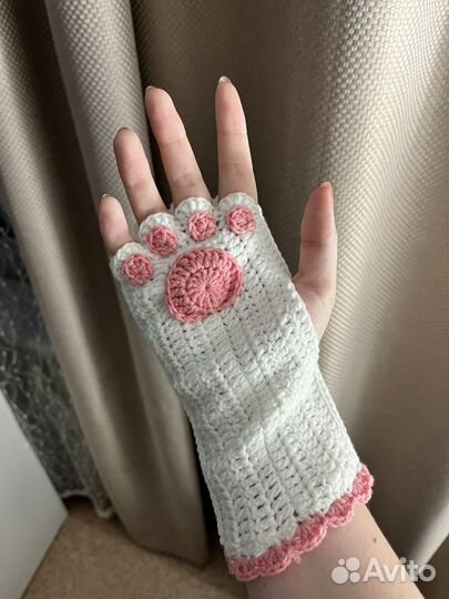 Вязаные лапки-митенки