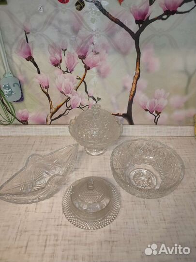 Хрустальная ваза/ладья/конфетница/салатник