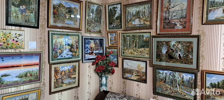 Картина вышыт. объёмная гладь, ленточная, на заказ