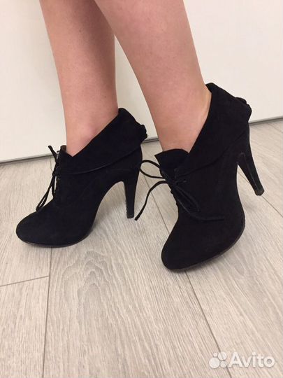 Туфли-ботильоны - натуральная замша