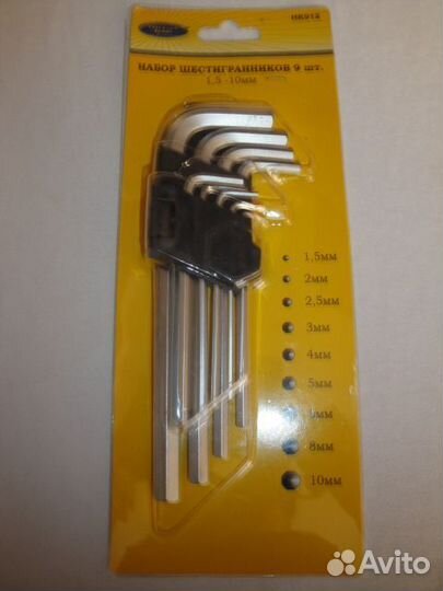 Набор шестигранников средних 9пр в блистере (1,5-1