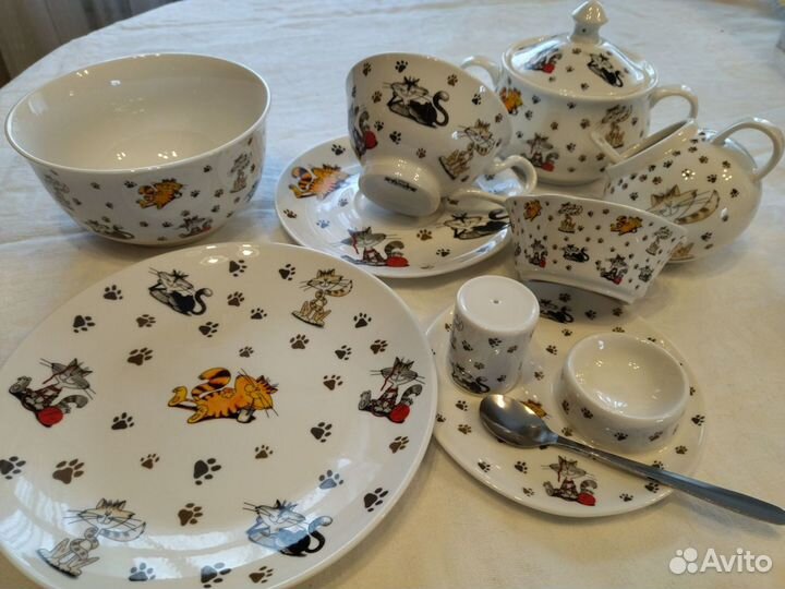 Детская посуда Котики коты Фарфор набор чашка таре