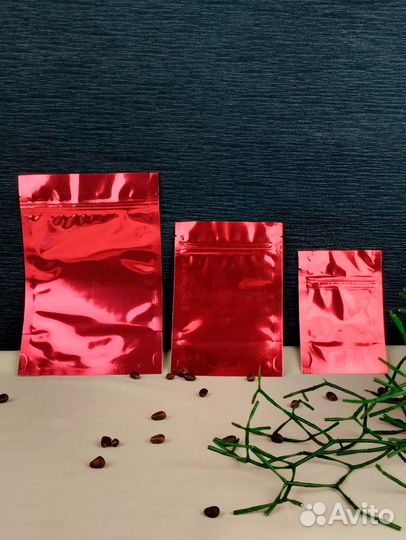 Пакет дой пак металлизированный красный с замком